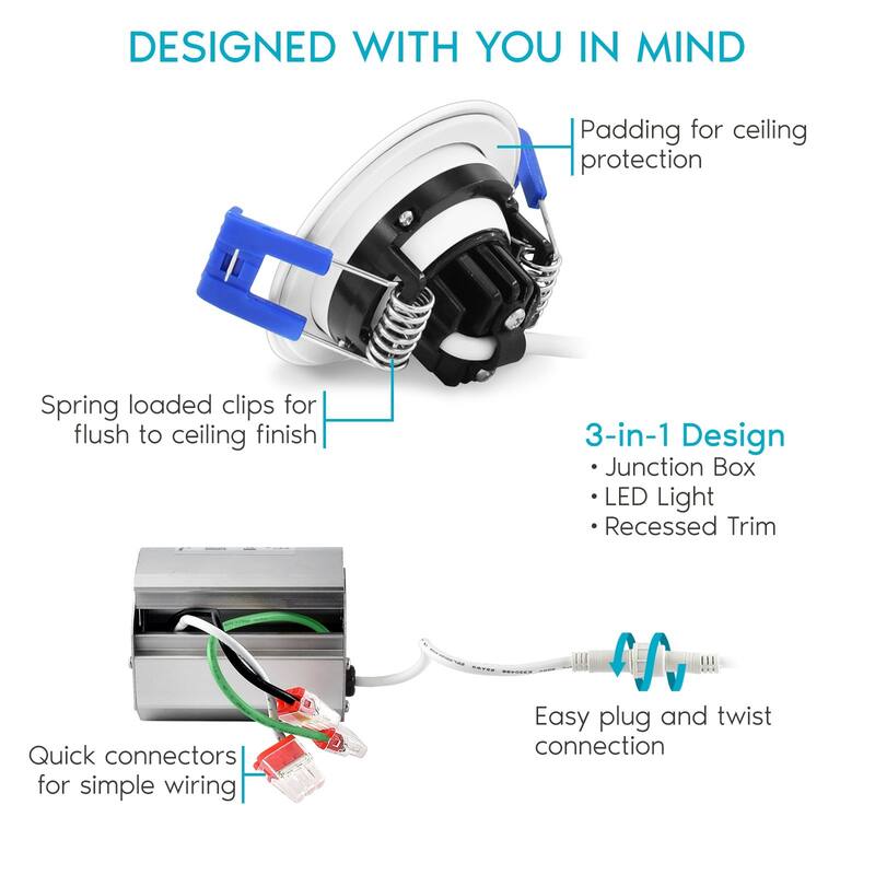 Luxrite 2" Gimbal LED Recessed Light JBox 5W 5 Color Selectable